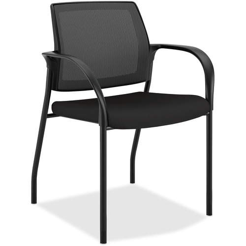The HON Company  Stacking Chair,w/Glides,25"x21-3/4"x33-1/2",CU BK Seat