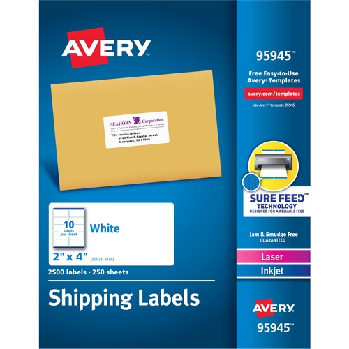 Shipping Labels, Lsr, 2"x4", 2500/BX, White