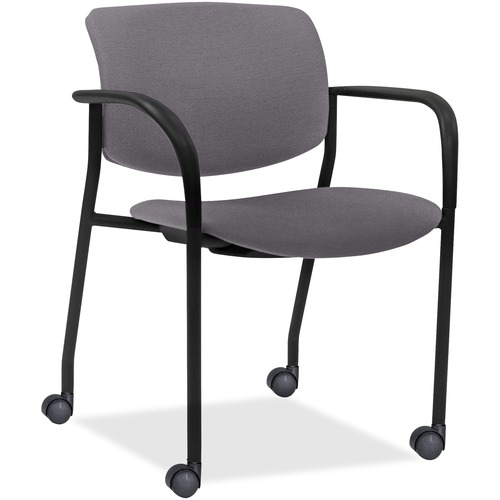 Lorell  Stacking Chairs,Ash GY Vinyl Seat,25-1/2"x25"x33"H,2/CT,BK