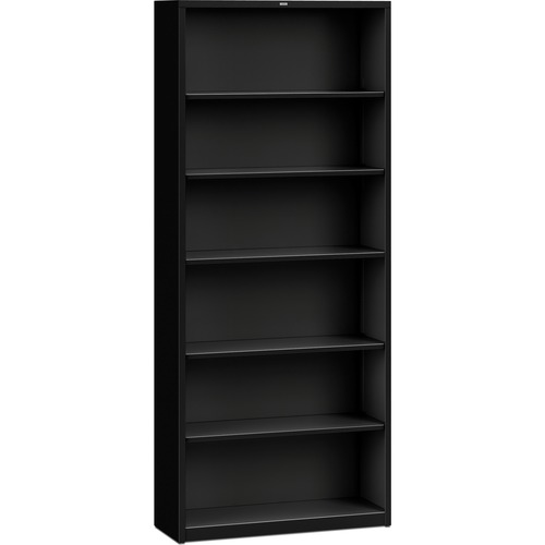 6 Shelf Metal Bookcase, 34-1/2"x12-5/8"x81-1/8", Black