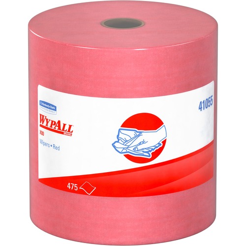 Industrial Cleaning Wipes, 12-1/2"x13", 475/RL, Red