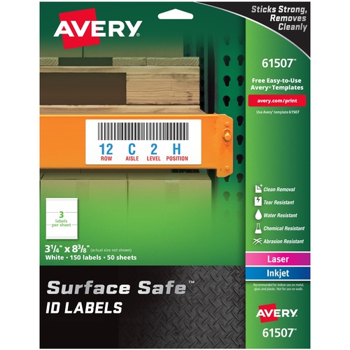 Avery  Labels, Removable, Surface Safe, 3-1/4"x8-3/8", 150/PK, WE