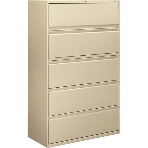 5-Drawer Lateral File, W/Lock, 42"x19-1/4"x67", Putty