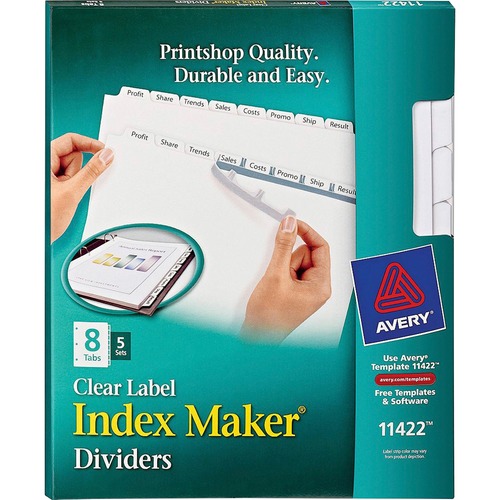 Label Dividers, Punched, 8-Tab, 5 ST/PK, 11"x8-1/2", WE