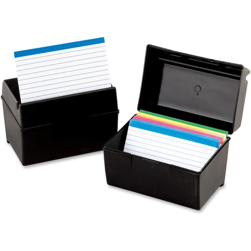 Index Card Boxes, W/Lid, 5"x8", 400 Card Cap, Black