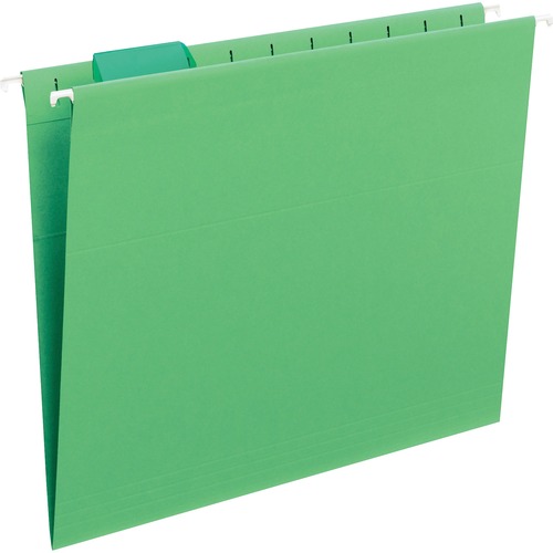 Colored Hanging Folders, 1/5 Tab Cut, Ltr, 25/BX, Green