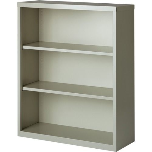 Lorell  Steel Bookcase, 3-Shelf, 34-1/2"x13"x42", Light Gray