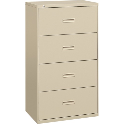 4-Drawer Lateral File W/Lock, 30"x19-1/4"x53-1/4", Putty