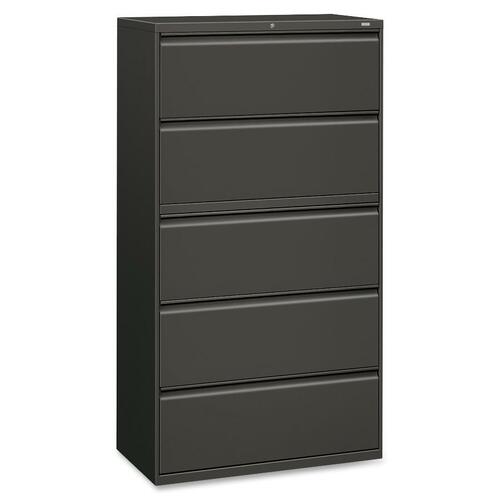 5-Drawer Lateral File W/Lock, 36"x19-1/4"x67", Charcoal