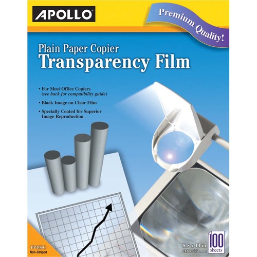 Transparency Film, 8-1/2 x11", 100/BX, Black on Clear