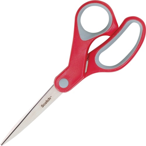 Scissors, Multipurpose, 7" Straight Cut, Gray/Red