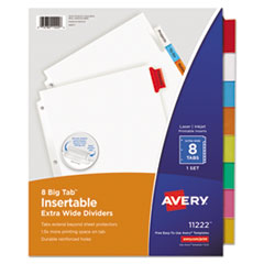 Avery  Extra Wide Insertable Dividers,11"x9",8-Tab,Multi / WE Paper