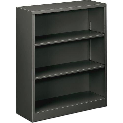 3 Shelf Metal Bookcase, 34-1/2"x12-5/8"x41", Charcoal