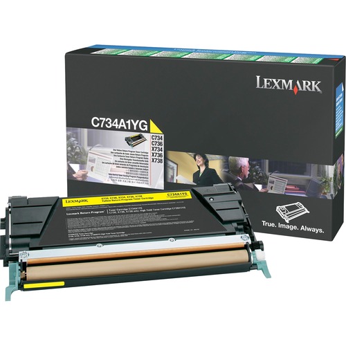 Genuine OEM Lexmark C734A1YG Yellow Toner Cartridge (6000 page yield)