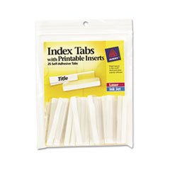 Avery  Index Tabs W/ Printable Inserts, 2"L, 25/PK, Clear