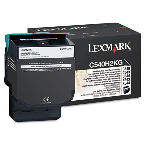 Genuine OEM Lexmark C540H2KG High Yield Black Toner Cartridge (2500 page yield)