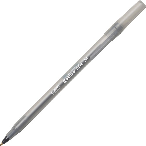 Round Stic Ballpoint Pen,Med. Pt,Value Pk,60/BX,Frost/BK Ink