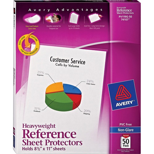 Sheet Protectors, Hvyweight, Nonglare, 50/BX, 11"x8-1/2",CL