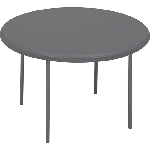 Round Folding Table, 600 lb Cap., 48"x29", Charcoal
