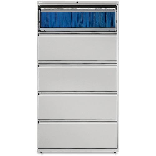 Lorell  Lateral File,5-Drawer,36"x18-5/8"x67-5/8", Lt Gray