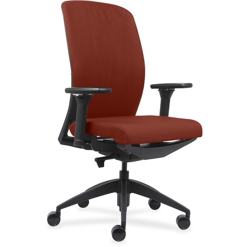 Lorell  High-back Chair, 6-Way Adj Arms, 26-1/2"x25"x47", Orange/BK