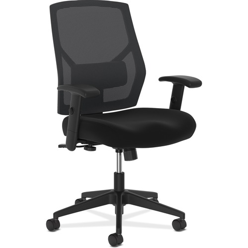 High-back Chair, Mesh Back, Adjust Arms, 25"x24"x43", Black